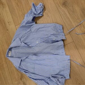 Blue and White Striped Button-Up Shirt